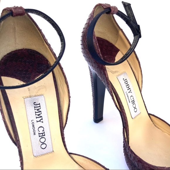 JIMMY CHOO SNAKE SKIN CLOSED TOE ANKLE STRAP HEELS SIZE 37.5 - Picture 8 of 10